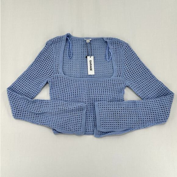 Square neck open knit sweater Blue/Dynamite - Picture 2 of 5